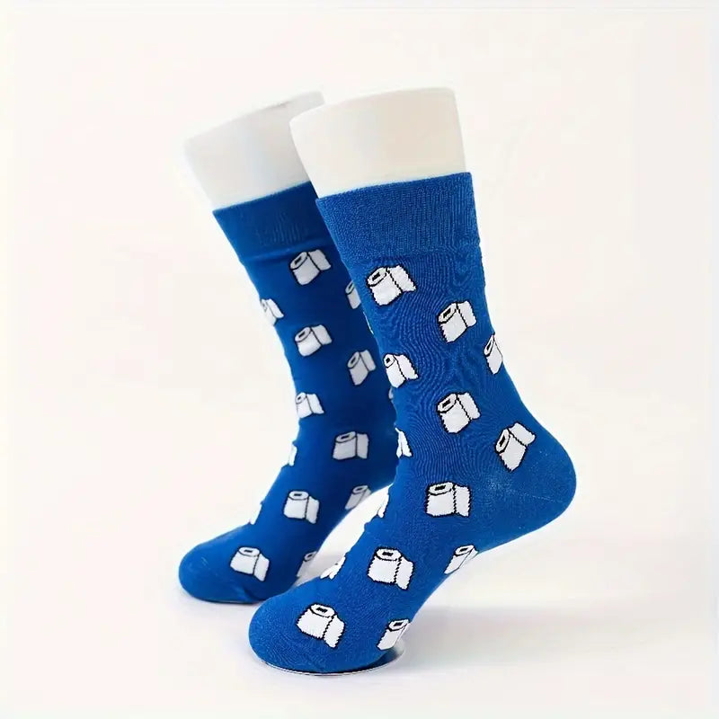 Blue Toilet Paper Cotton Socks