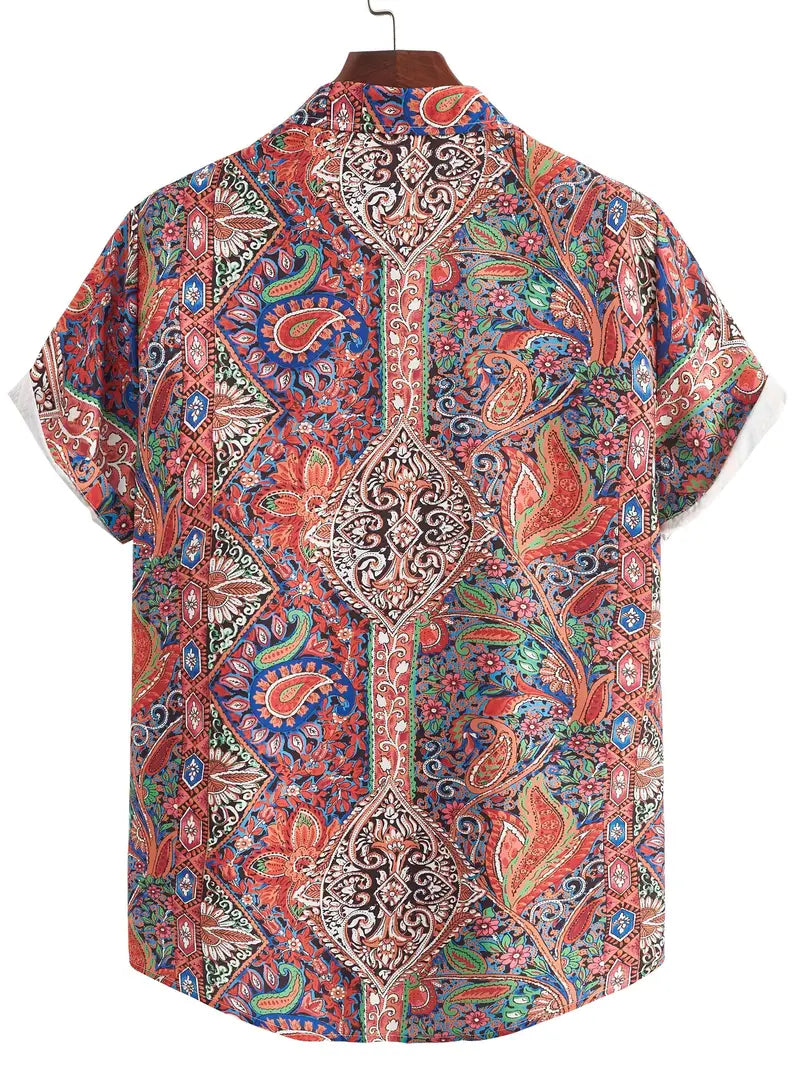 Bohemian Paisley Pattern Men's Short Sleeve Shirt