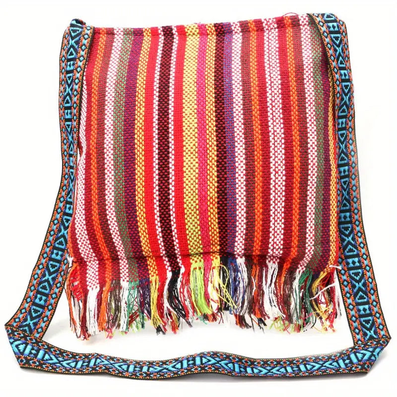 Boho Tassel Shoulder Bag - Cotton Fabric