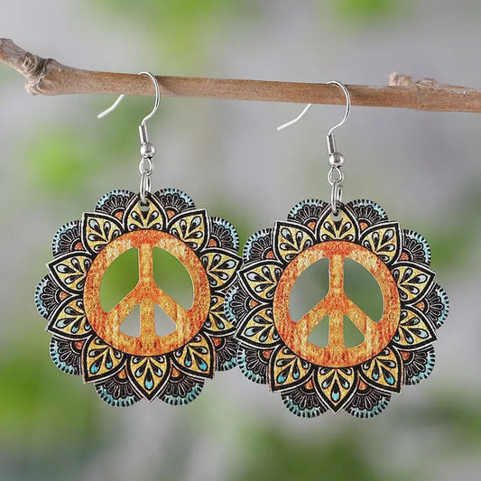 Peace Wooden earrings