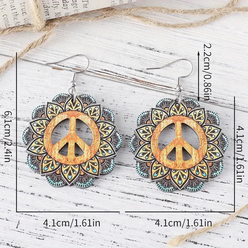 Peace Wooden earrings