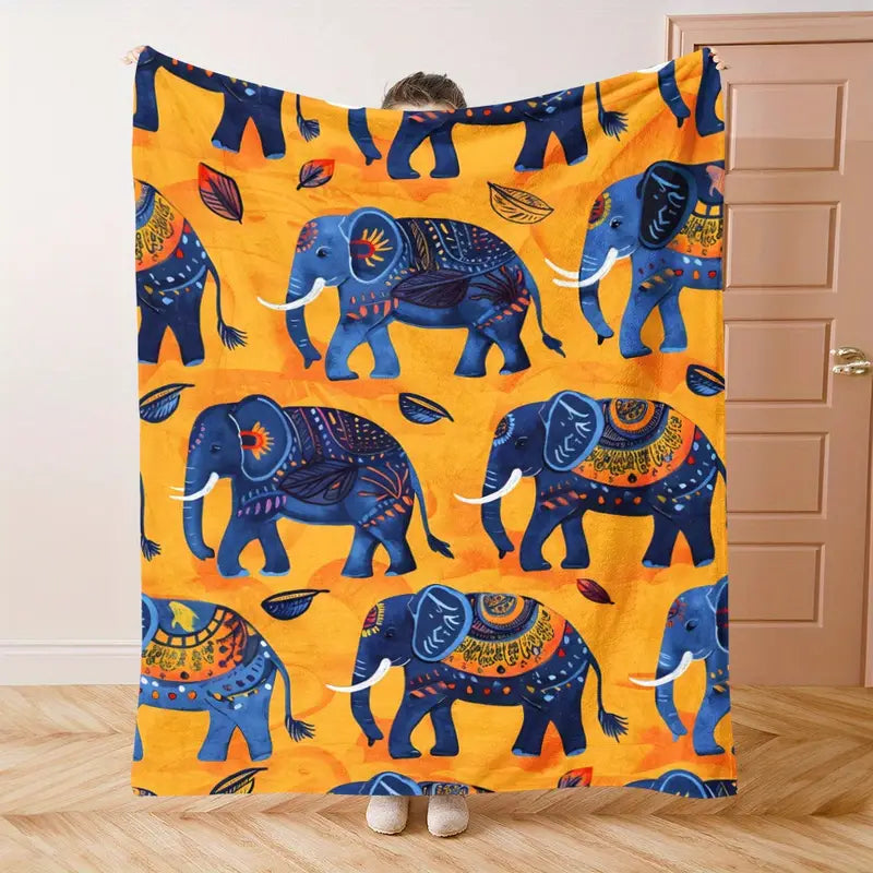 Elephant & Floral Soft Blanket