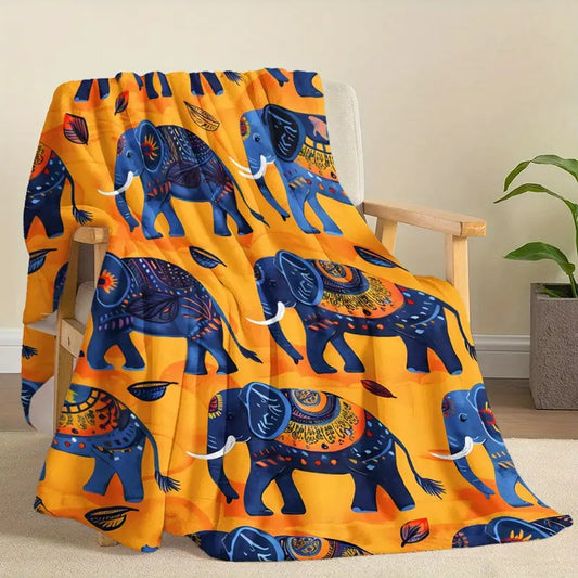 Elephant & Floral Soft Blanket