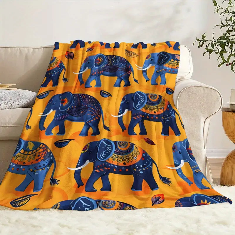 Elephant & Floral Soft Blanket