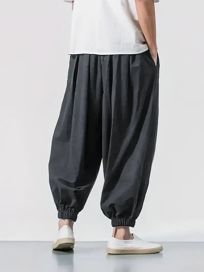 Loose Drawstring Joggers - Charcoal Dark Grey