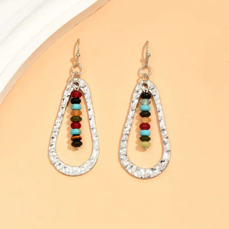 Teardrop Beaded Hoop Earrings