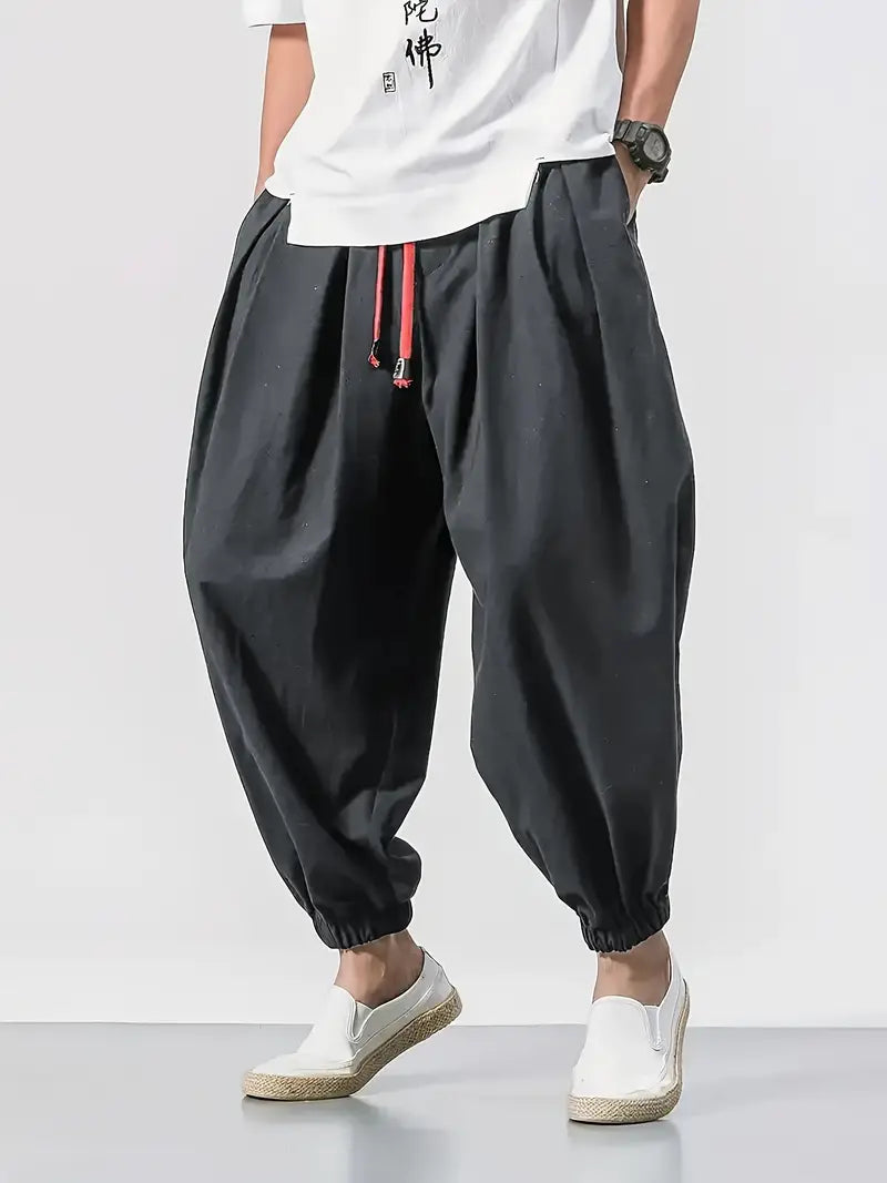 Loose Drawstring Joggers - Charcoal Dark Grey