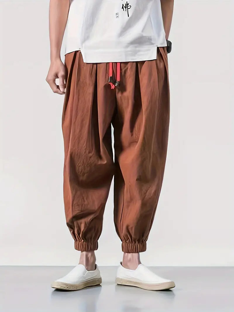 Casual Drawstring Joggers - Coffee Color