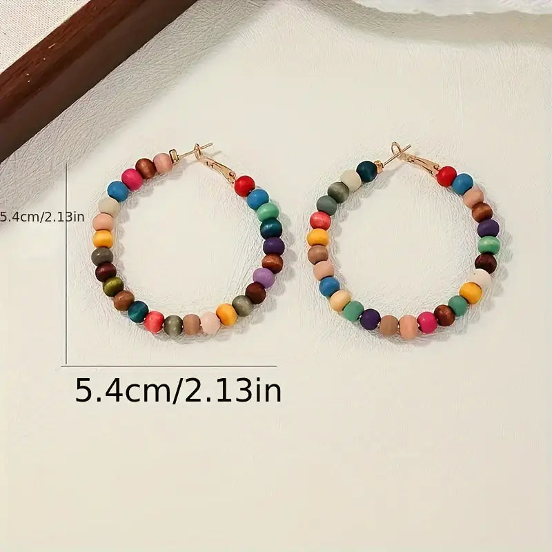 Beaded Hoop Earrings - Large