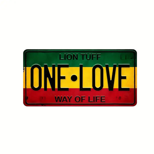 ONE LOVE Vintage License plate PVC Sticker