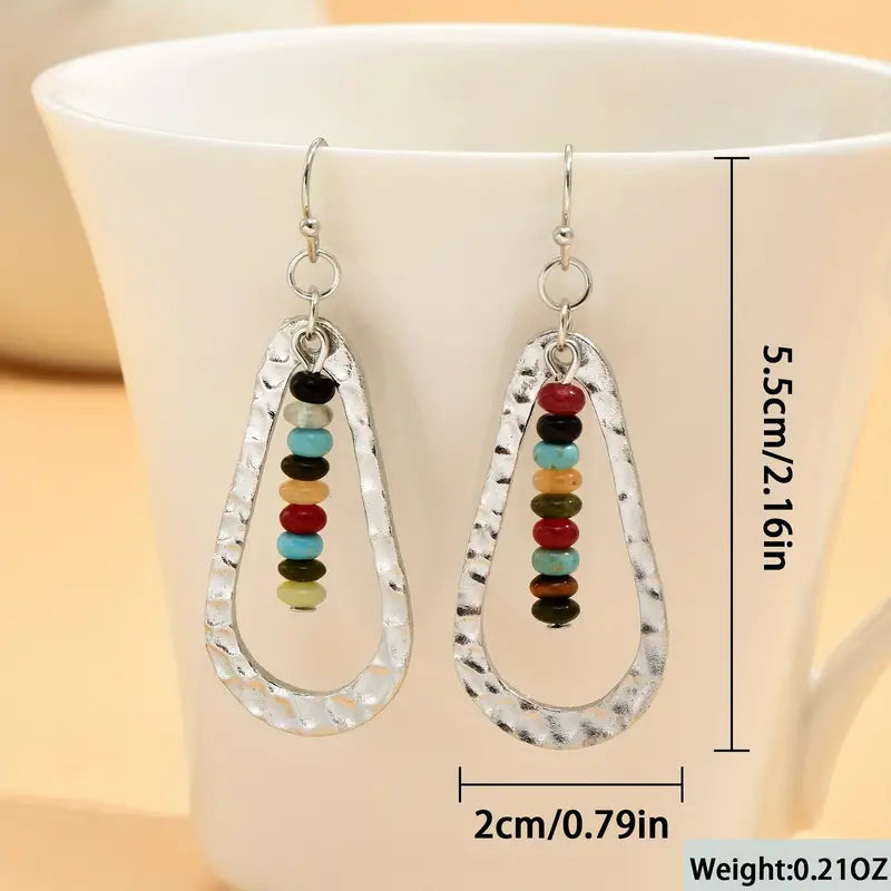 Teardrop Beaded Hoop Earrings