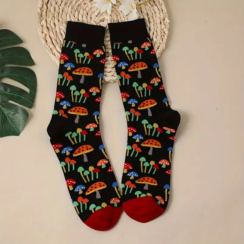 Colorful Mushroom Cotton Socks - Unisex