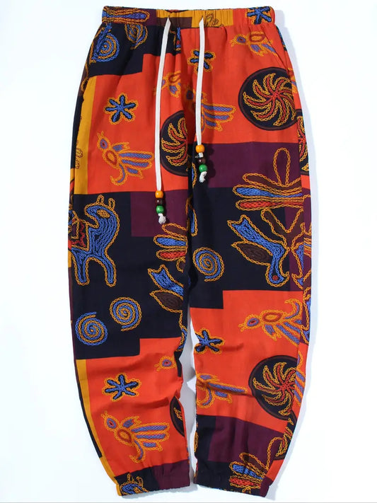 Comfy Cotton Pants - Colorful Orange Red