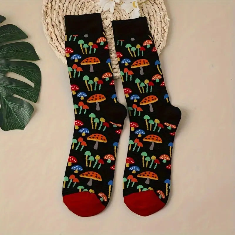 Colorful Mushroom Cotton Socks - Unisex