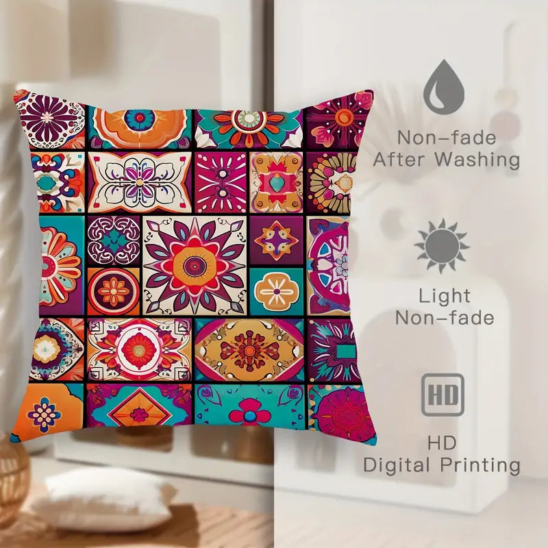 Mandala Checkered Cushion Cover Set