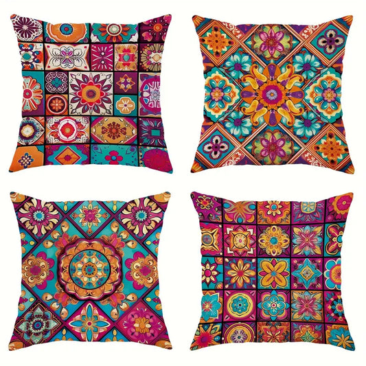 Mandala Checkered Cushion Cover Set