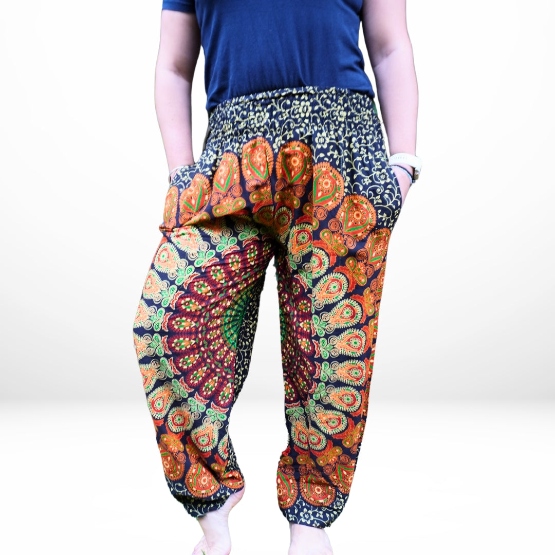 Vibrant Flexi-Fit Peacock Pants