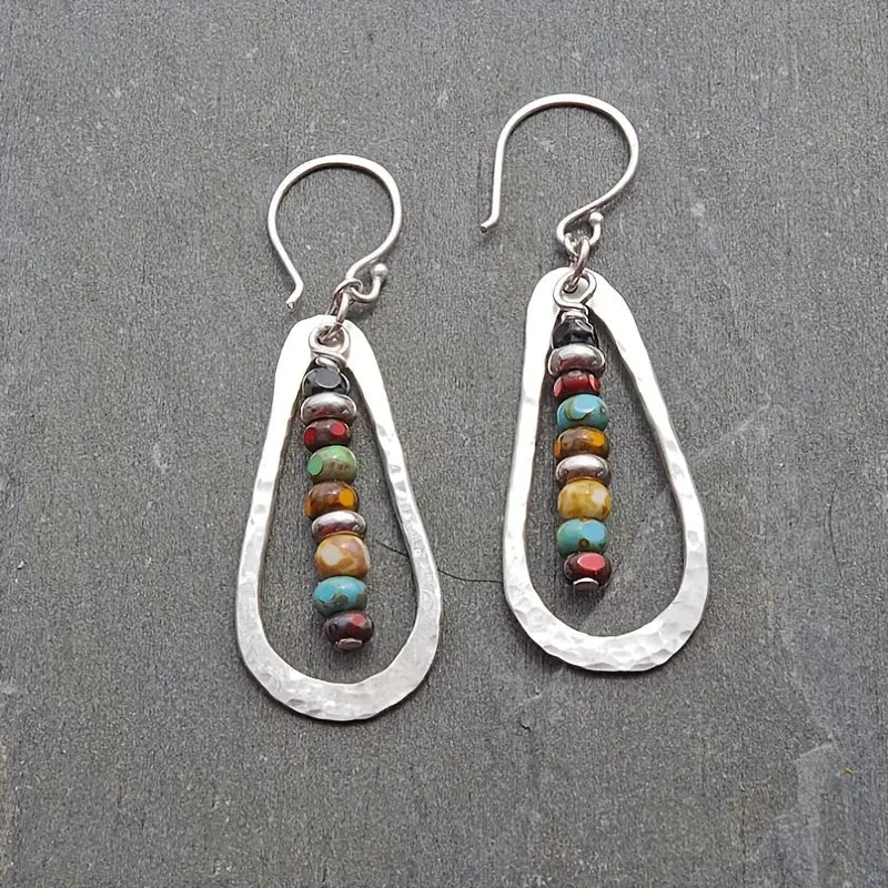 Teardrop Beaded Hoop Earrings