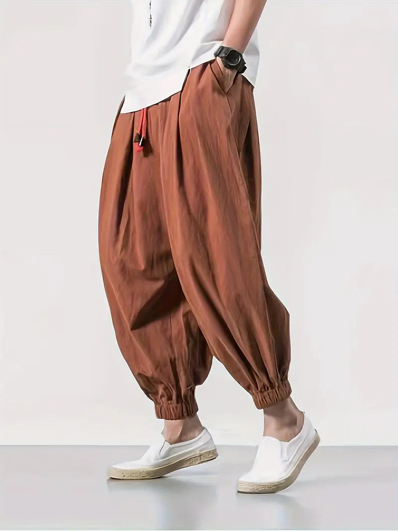 Casual Drawstring Joggers - Coffee Color