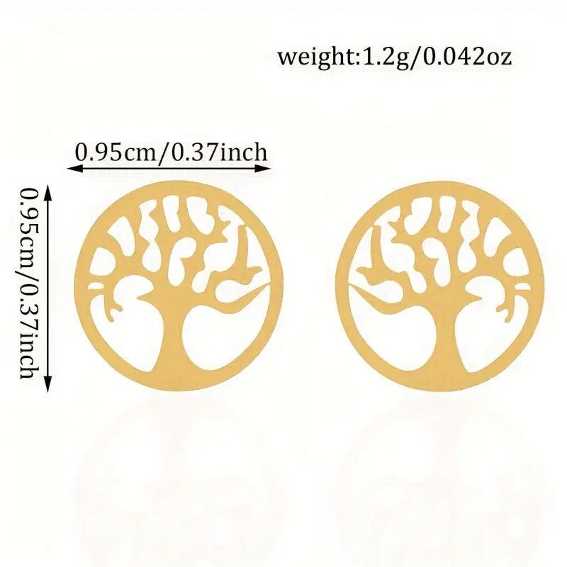 Circle Life Tree Stud Earrings